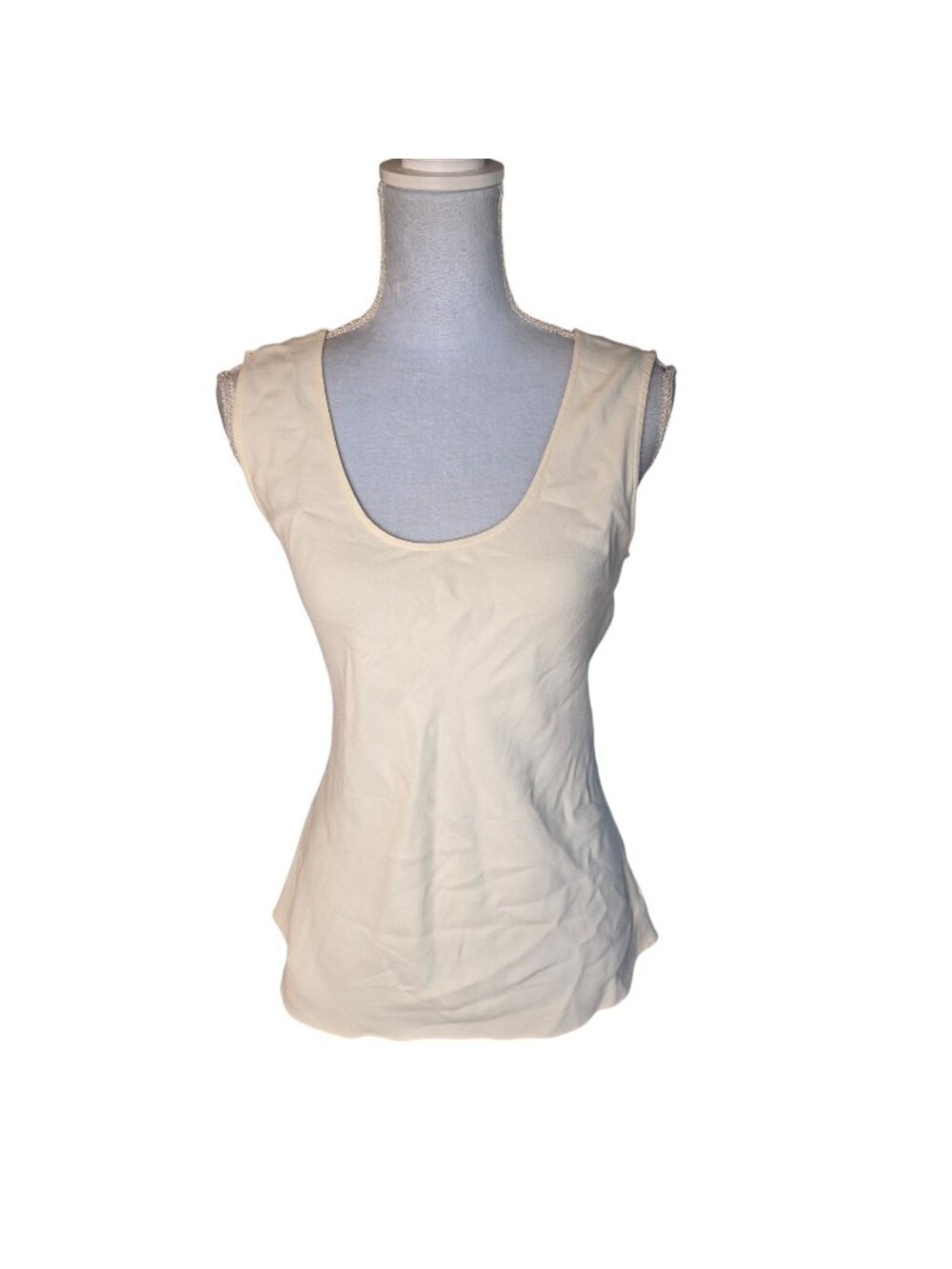 Theory Rosina Cowl Back Tank Cream Ivory Crepe Sleeveless Draped Minimalist Sz S